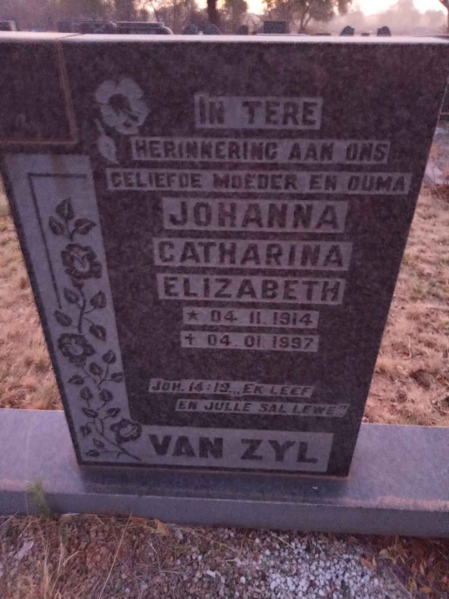 ZYL Johanna Catharina Elizabeth, van 1914-1997