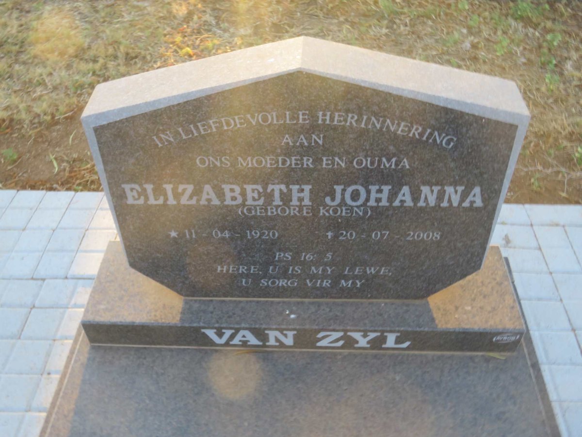 ZYL Elizabeth Johanna, van nee KOEN 1920-2008