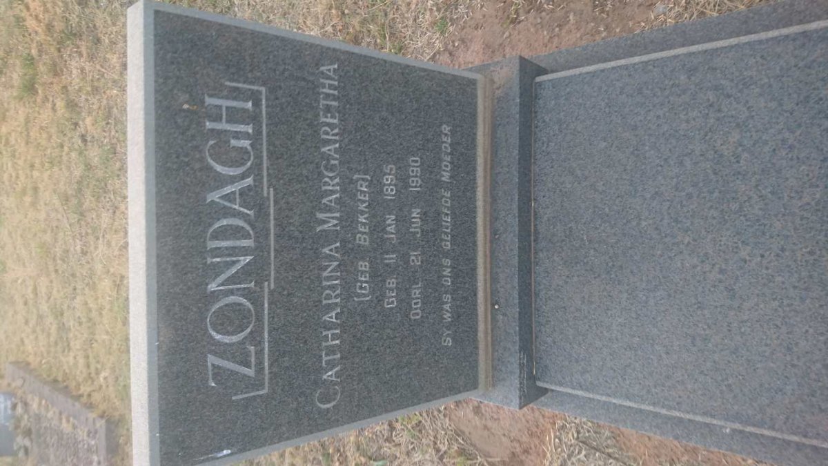 ZONDAGH Catharina Margaretha nee BEKKER 1895-1990