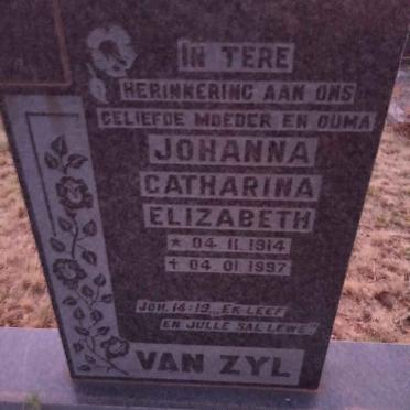 ZYL Johanna Catharina Elizabeth, van 1914-1997