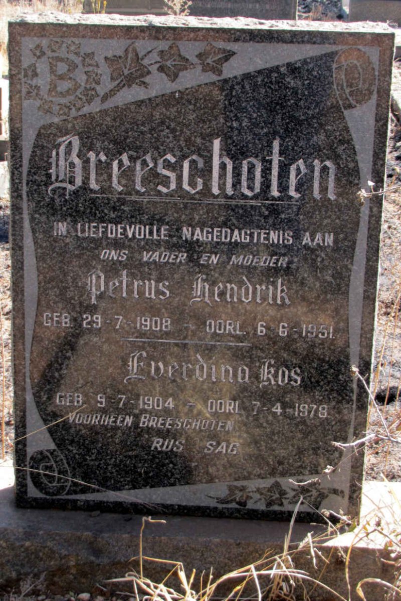 BREESCHOTEN Petrus Hendrik 1908-1951 &amp; Everdina KOS 1904-1978