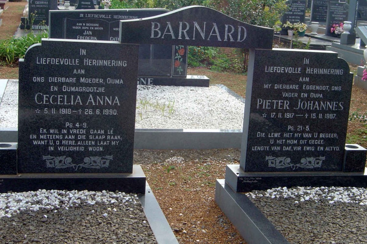 BARNARD Pieter Johannes 1917-1987 &amp; Cecelia Anna 1918-1990
