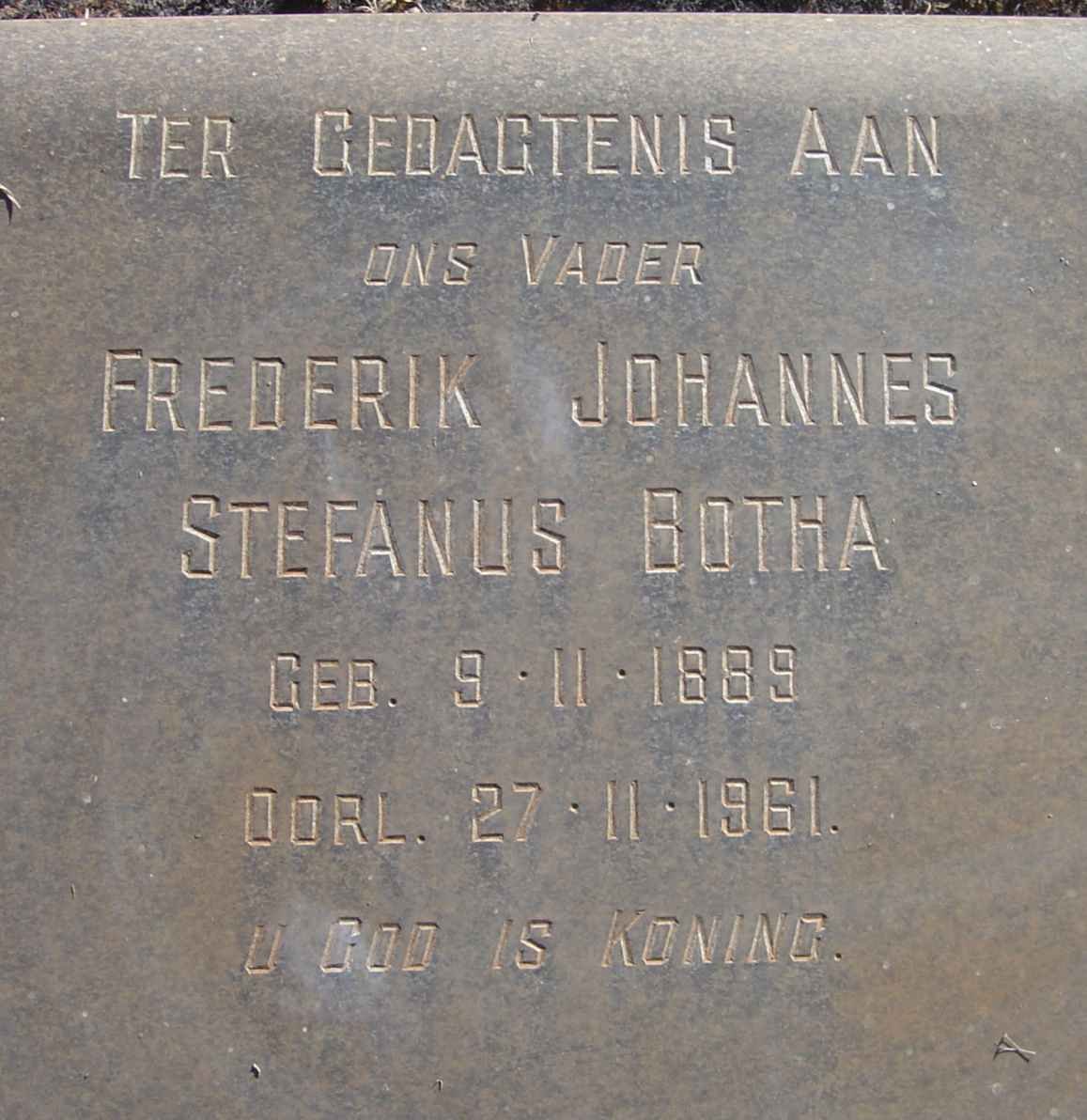 BOTHA Frederik Johannes Stefanus 1889-1961