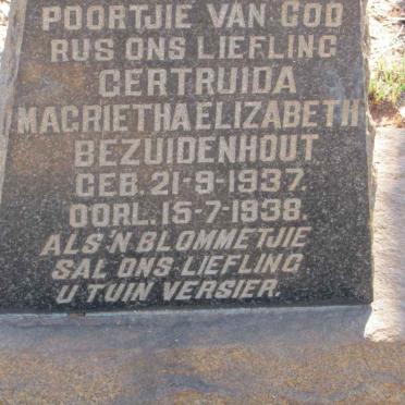 BEZUIDENHOUT Gertruida Magrietha Elizabeth 1937-1938