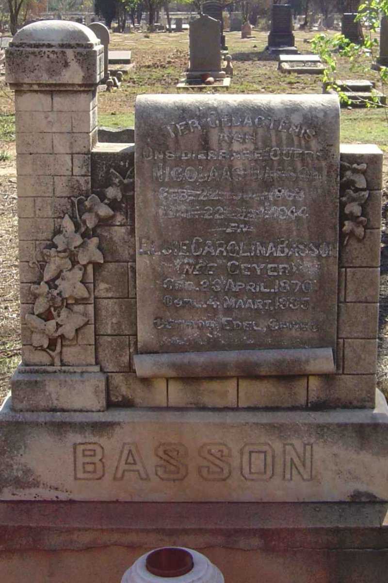 BASSON Nicolaas 186?-1944 &amp; Elsie Carolina nee GEYER 1870-1935