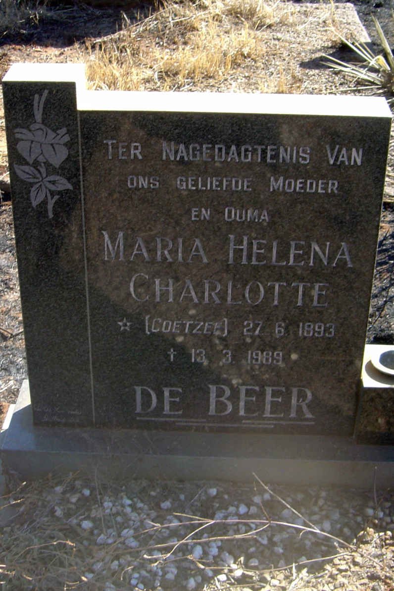 BEER Maria Helena Charlotte, de nee COETZEE 1893-1989