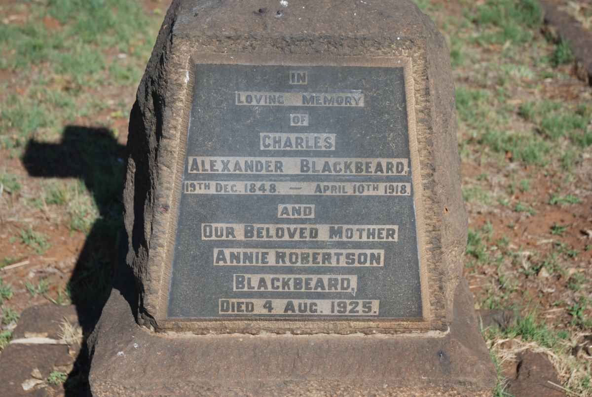 BLACKBEARD Charles Alexander 1848-1918 :: BLACKBEARD Annie Robertson -1925