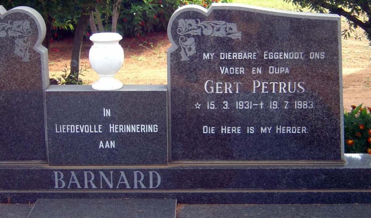 BARNARD Gert Petrus 1931-1983