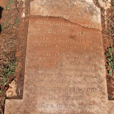 BLOMKAMP Barend Benjamin 1892-1930 &amp; Gertruida Maria 1896-1918