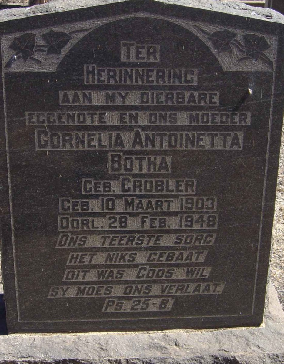 BOTHA Cornelia Antoinetta nee GROBLER 1903-1948