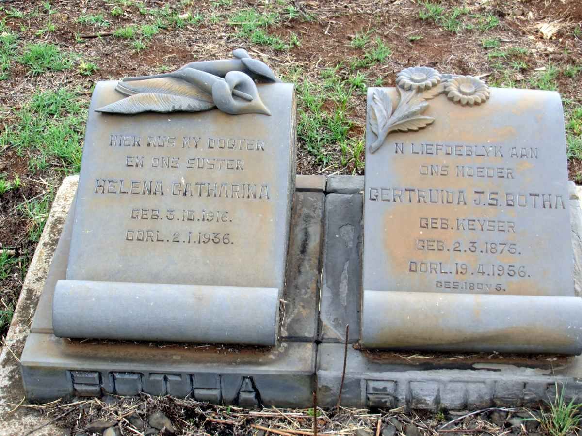 BOTHA Gertruida J.S. nee KEYSER 1875-1956 :: BOTHA Helena Catharina 1916-1936 
