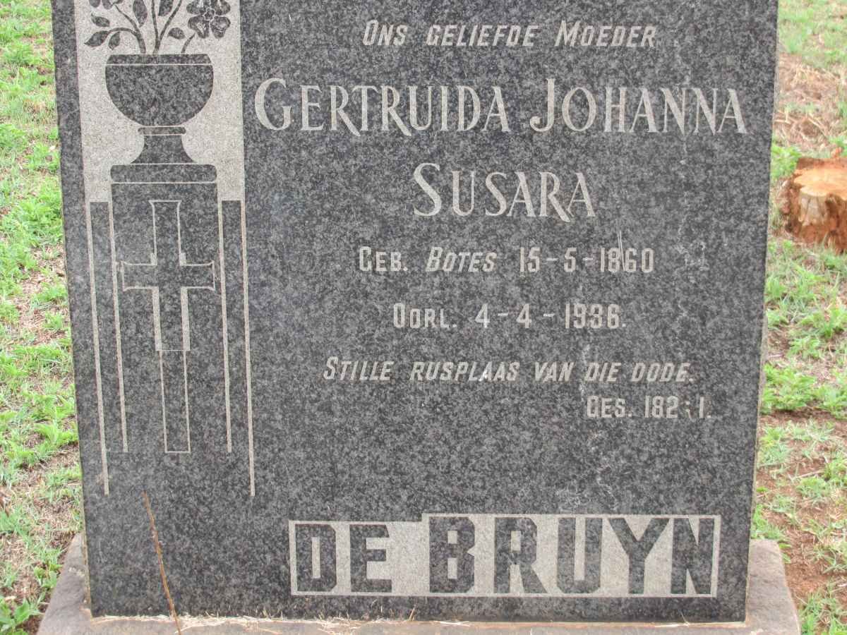 BRUYN Gertruida Johanna Susara, de nee BOTES 1860-1936