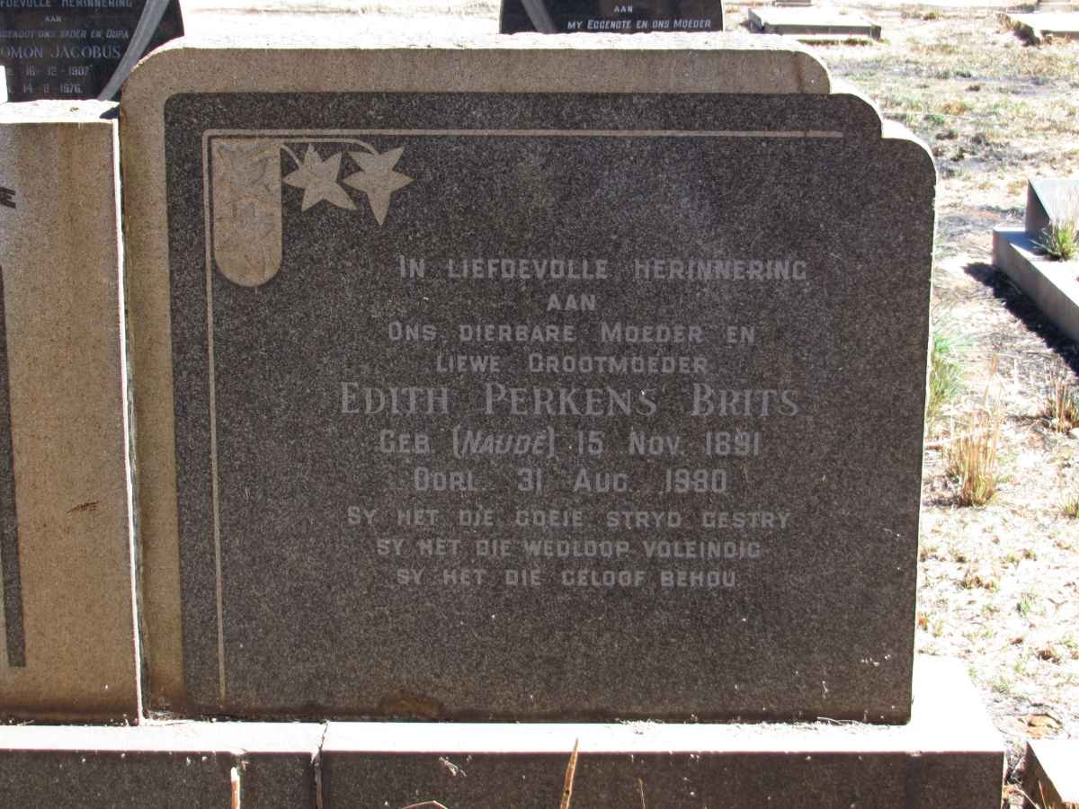 BRITS Edith Perkens nee NAUDE 1891-1980
