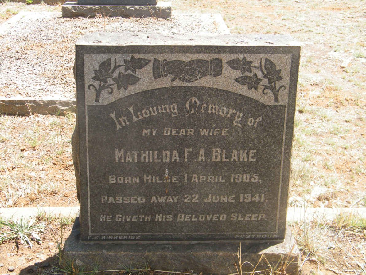 BLAKE Mathilda F.A. nee HILGE 1905-1941