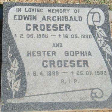 CROESER Edwin Archibald 1886-1930 &amp; Hester Sophia 1889-1982