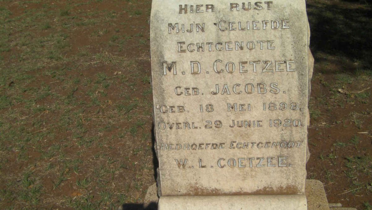 COETZEE M.D. nee JACOBS 1898-1920