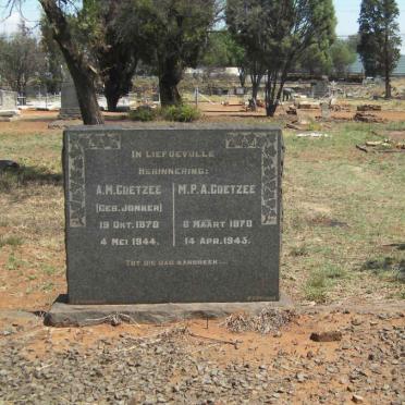 COETZEE M.P.A. 1870-1943 &amp; A.M. JONKER 1870-1944