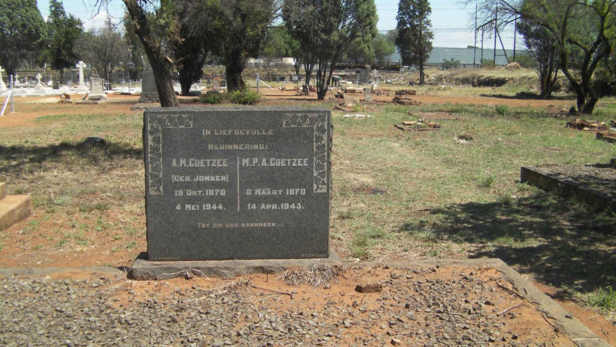 COETZEE M.P.A. 1870-1943 &amp; A.M. JONKER 1870-1944