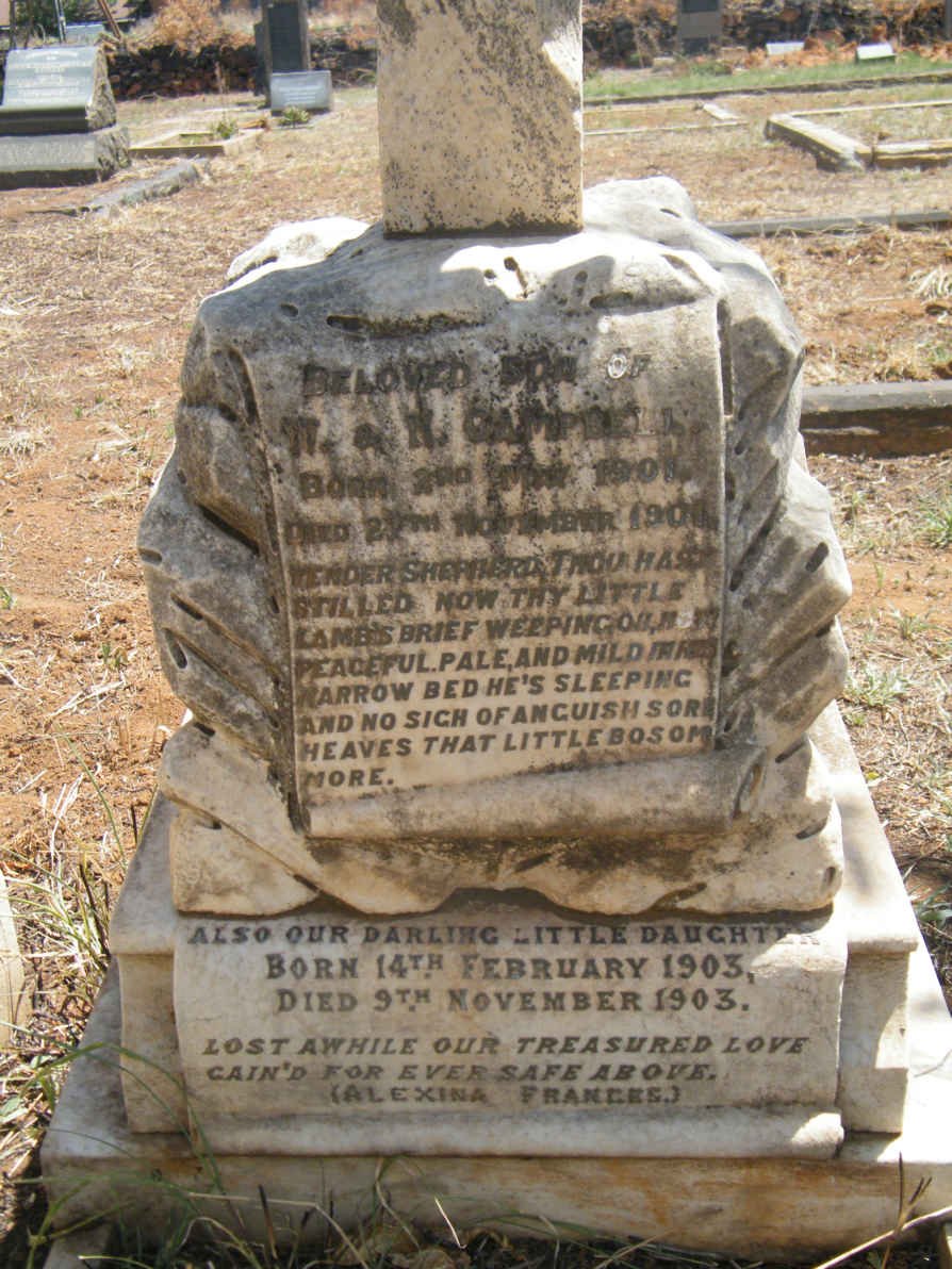 CAMPBELL Gabrick Ebrect 1901-1901 :: CAMPBELL Alexina Frances 1903-1903