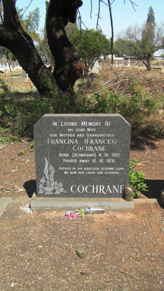 COCHRANE Francina nee BLOMKAMP 1907-1978