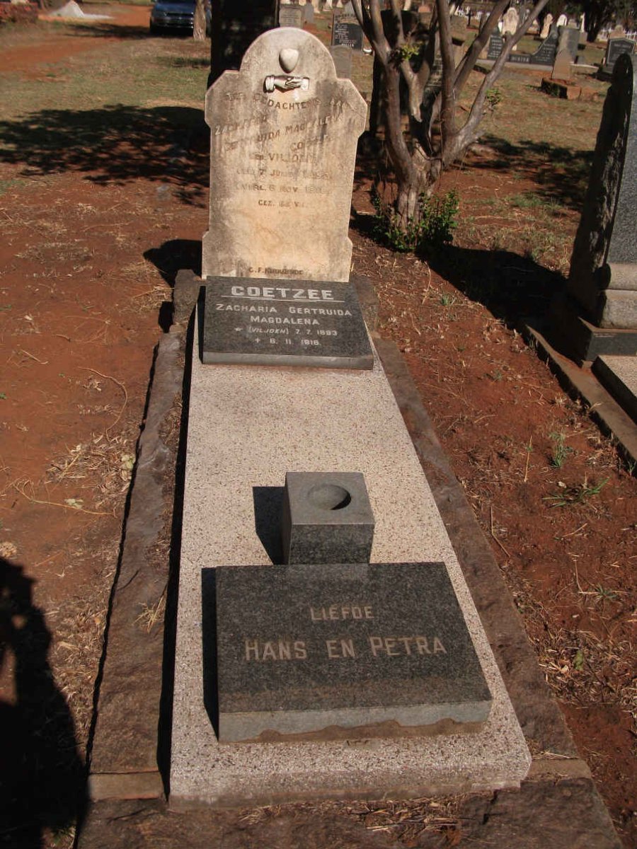 COETZEE Zacharia Gertruida Magdalena nee VILJOEN 1893-1918