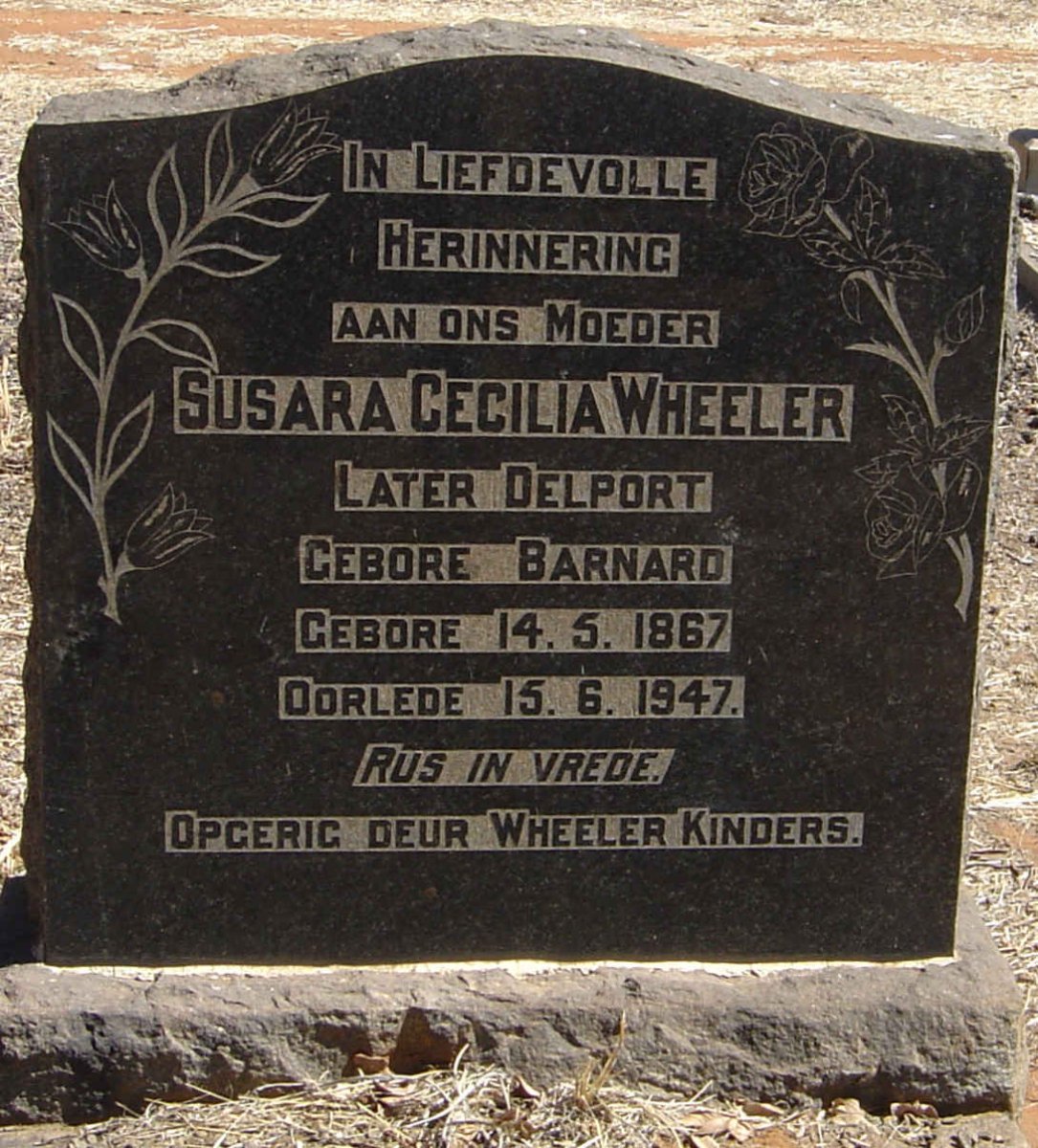 DELPORT Susara Cecilia, formerly WHEELER, nee BARNARD 1867-1947