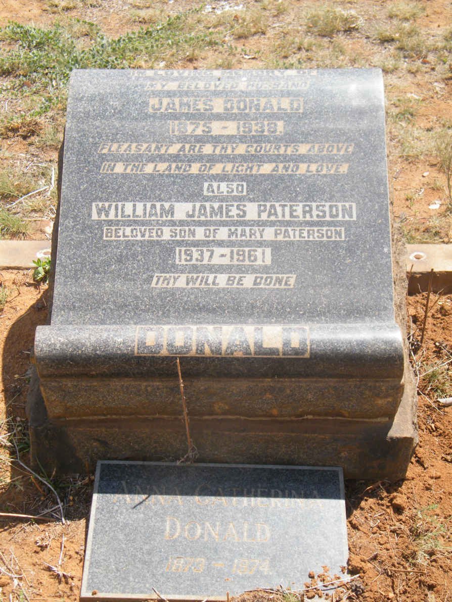 DONALD James 1875-1938 &amp; Anna Catherina 1873-1974 :: PATERSON William James 1937-1961