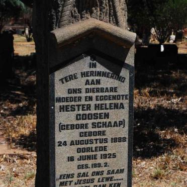 GOOSEN Hester Helena nee SCHAAP 1888-1925