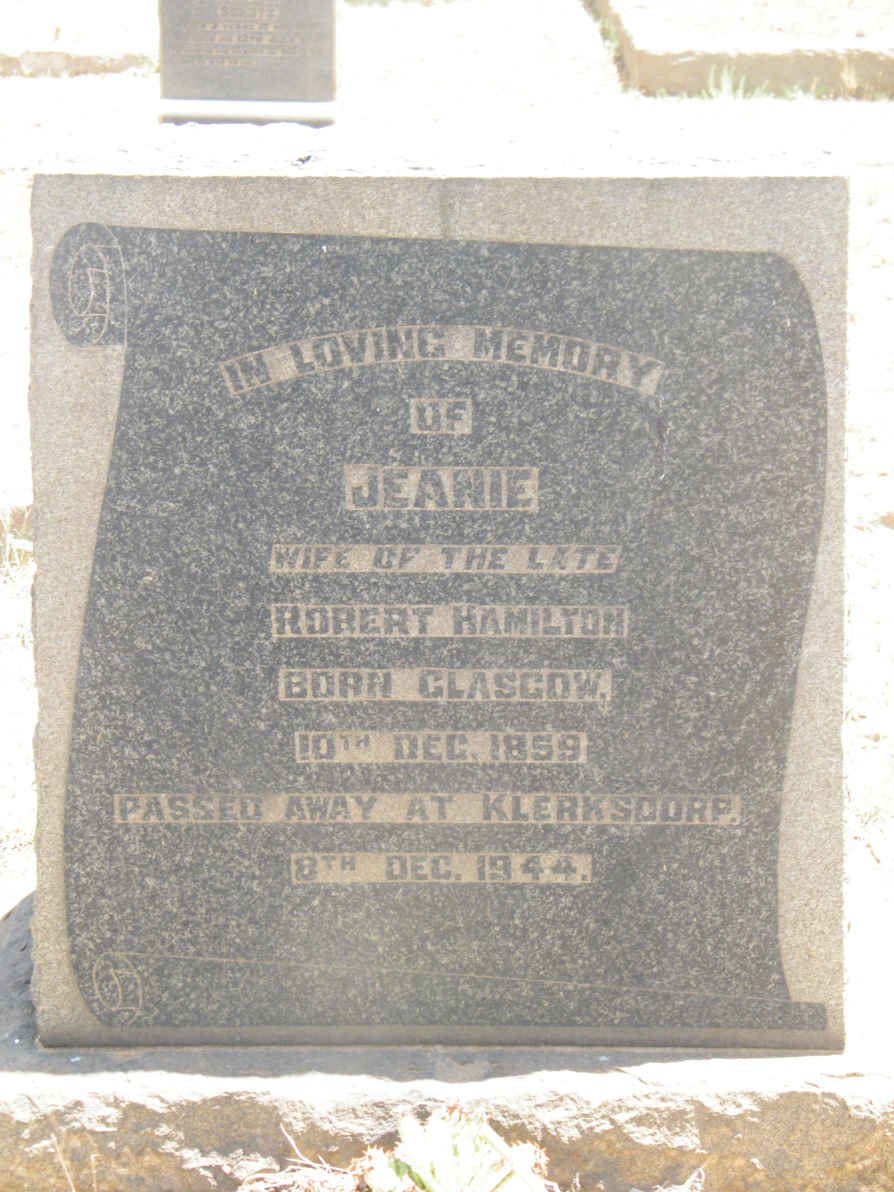 HAMILTON Jeanie 1859-1944