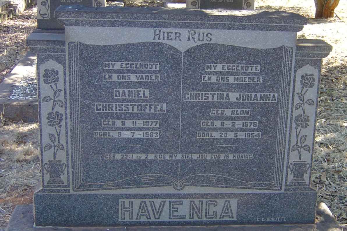HAVENGA Daniël Chrisstoffel 1877-1963 &amp; Christina Johanna 1878-1954