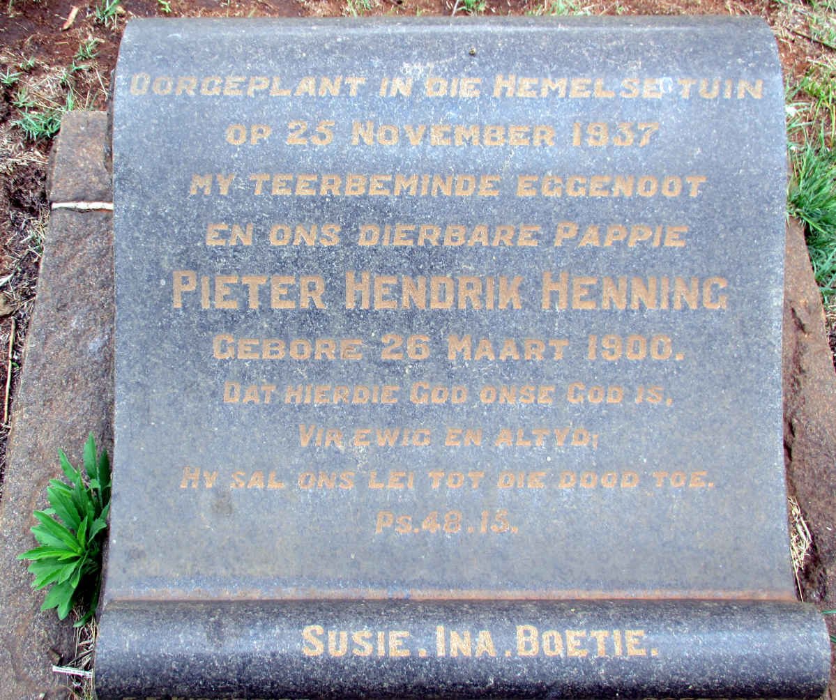 HENNING Pieter Hendrik 1906-1937