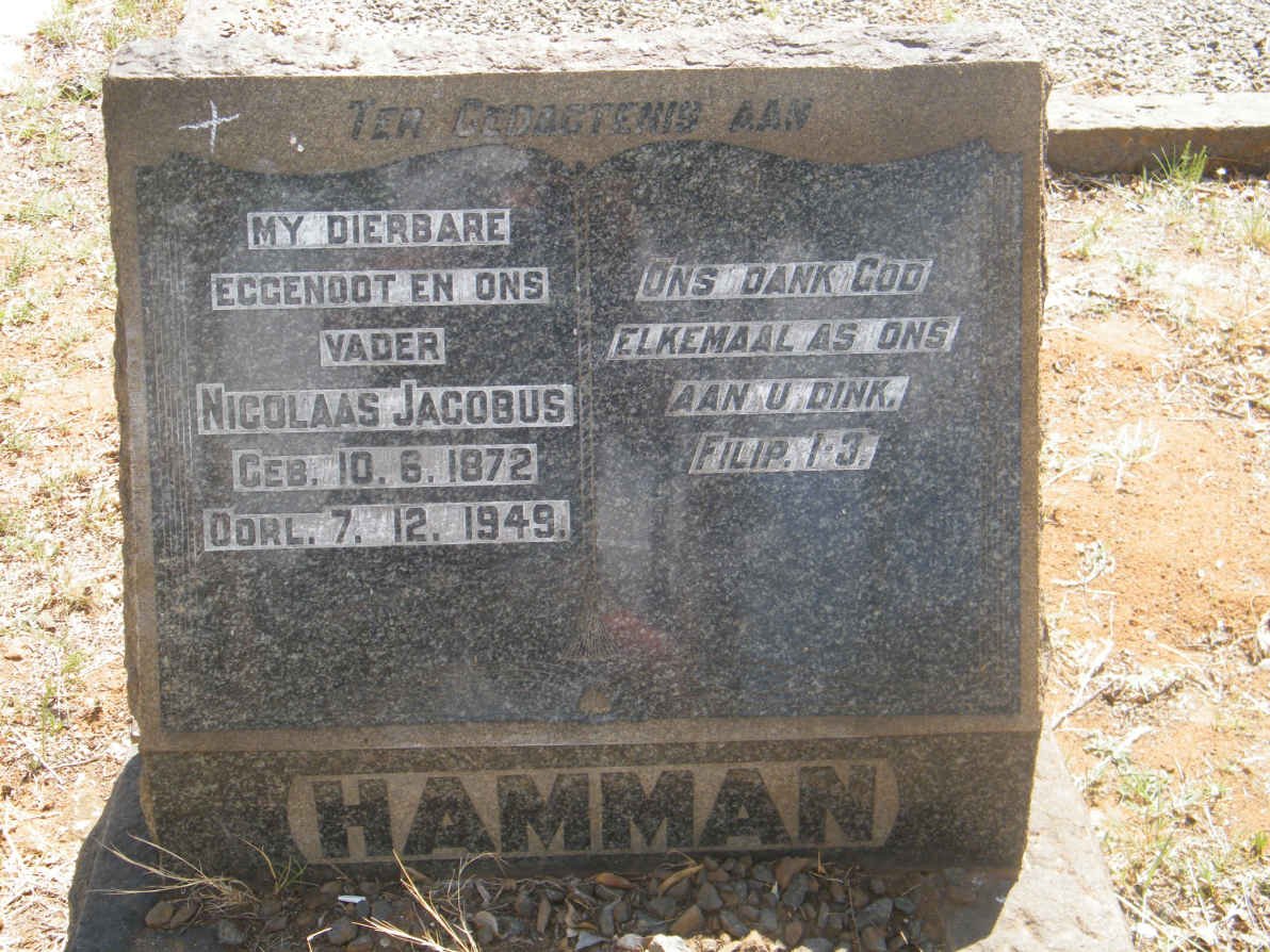 HAMMAN Nicolaas Jacobus 1872-1949