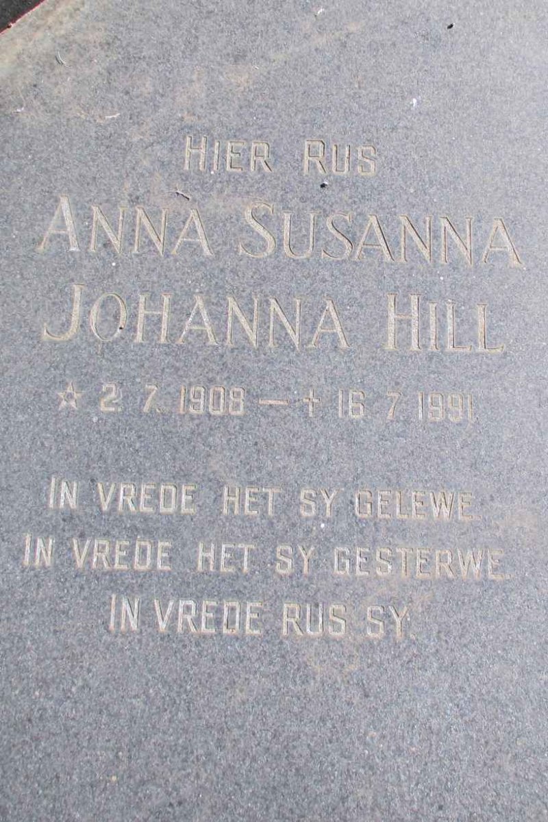 HILL Anna Susanna Johanna 1908-1991