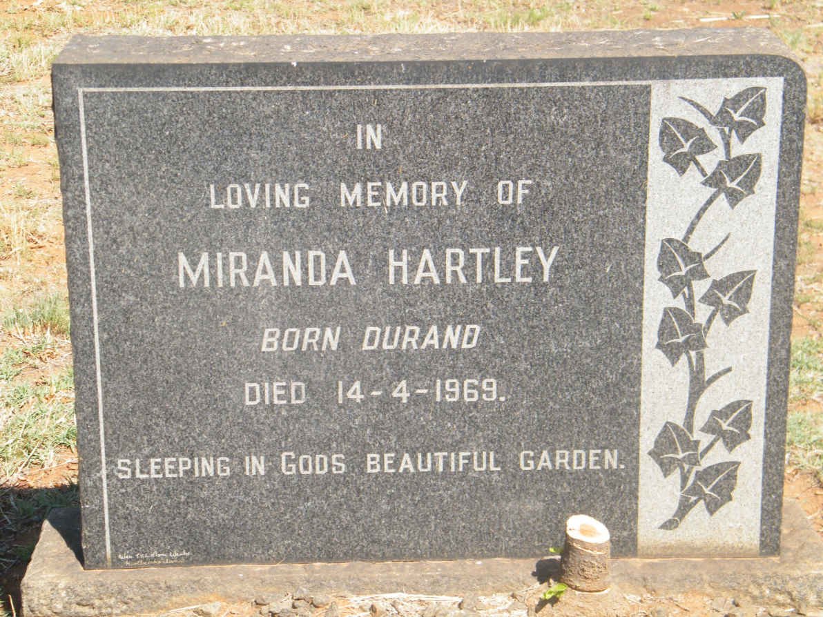 HARTLEY Miranda nee DURAND -1969