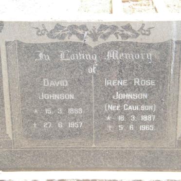 JOHNSON David 1888-1957  &amp; Irene Rose CAULSON 1887-1965