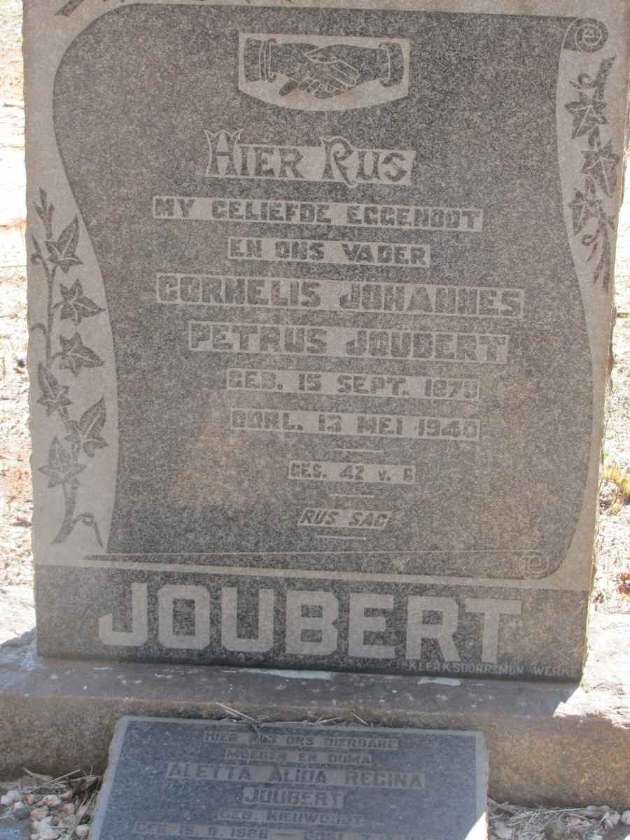 JOUBERT Cornelis Johannes Petrus 1870-1940 &amp; Aletta Alida Regina NIEUWOUDT 1886-19??