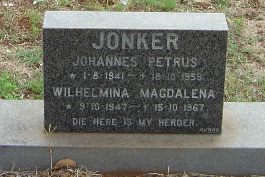 JONKER Johannes Petrus 1941-1959 :: JONKER Wilhelmina Magdalena 1947-1967