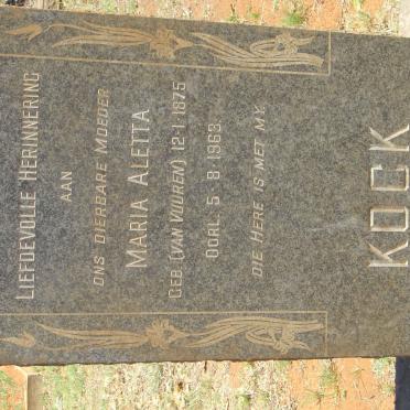 KOCK Maria Aletta nee VAN VUUREN 1875-1963