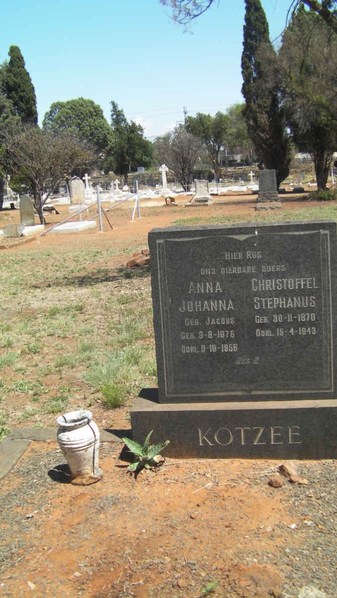 KOTZEE Christoffel Stephanus 1870-1943 &amp; Anna Johanna JACOBS 1876-1958