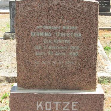 KOTZE Hermina Christina nee VENTER 1906-1950