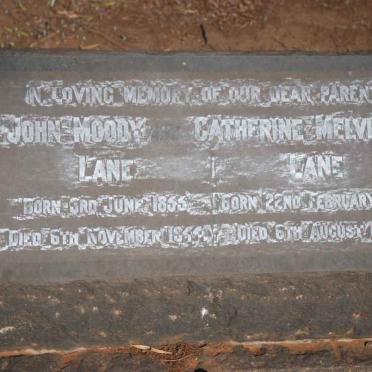 LANE John Moody 18??-19?? &amp; Catherine Melvinia 1863-1942