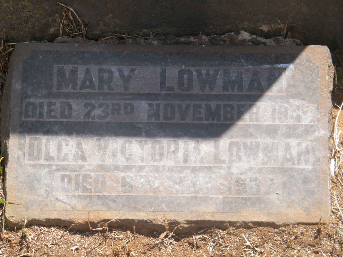 LOWMAN Mary  -1942 :: LOWMAN Olga Victoria -1962