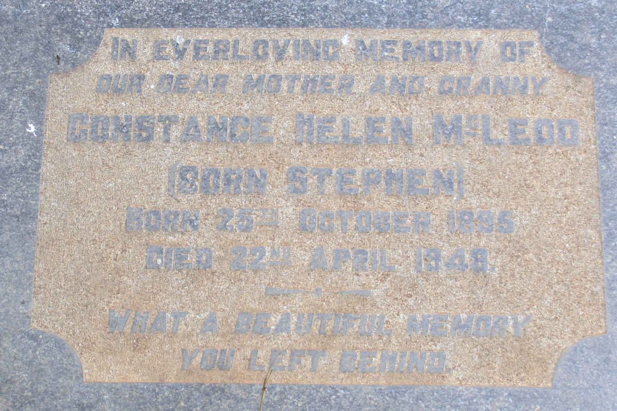 MCLEOD Constance Helen nee STEPHEN 1895-1948
