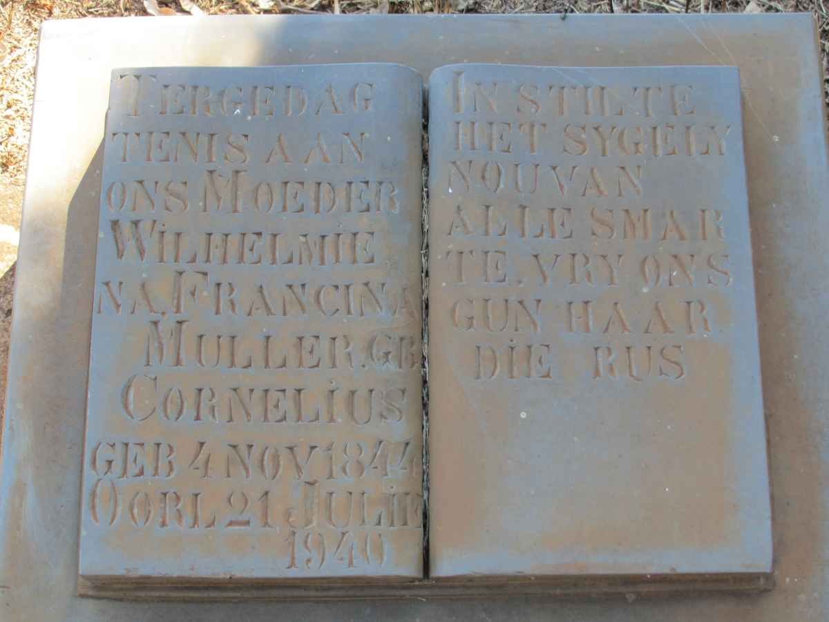 MULLER Wilhelmiena Francina nee CORNELIUS 1844-1940