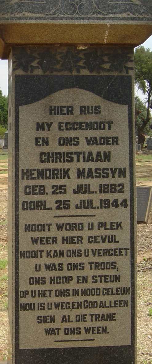 MASSYN Christiaan Hendrik 1882-1944