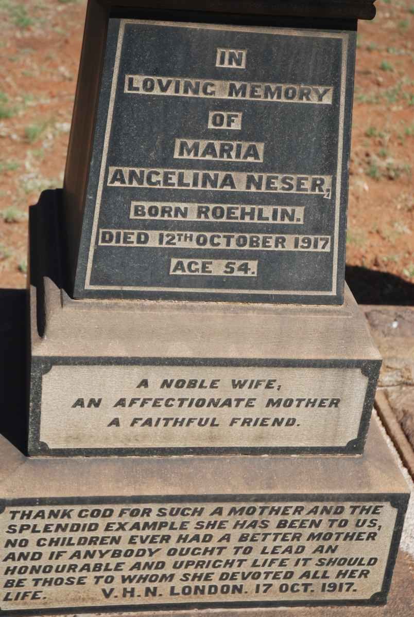 NESER Maria Angelina nee ROEHLIN -1917