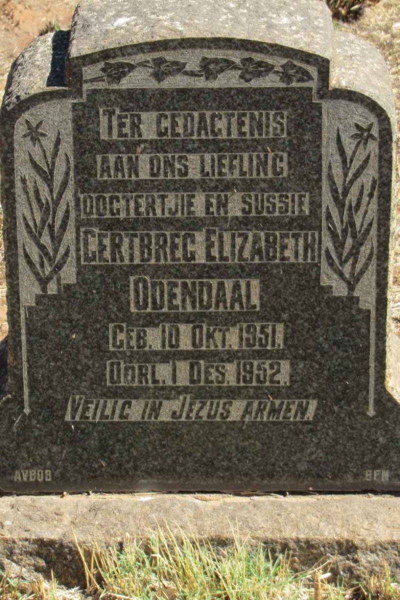 ODENDAAL Gertbreg Elizabeth 1951-1952