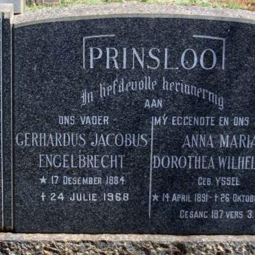 PRINSLOO Gerhardus Jacobus Engelbrecht 1884-1968 &amp; Anna Maria Dorothea Wilhelmina YSSEL 1891-1965