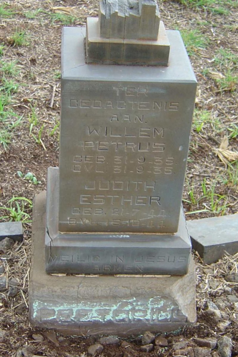 PRETORIUS Willem Petrus 1935-1935 :: PRETORIUS Judith Esther 1944-1944