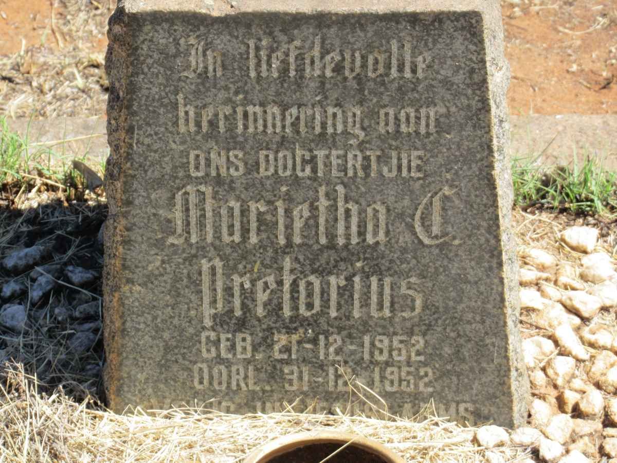 PRETORIUS Marietha C. 1952-1952